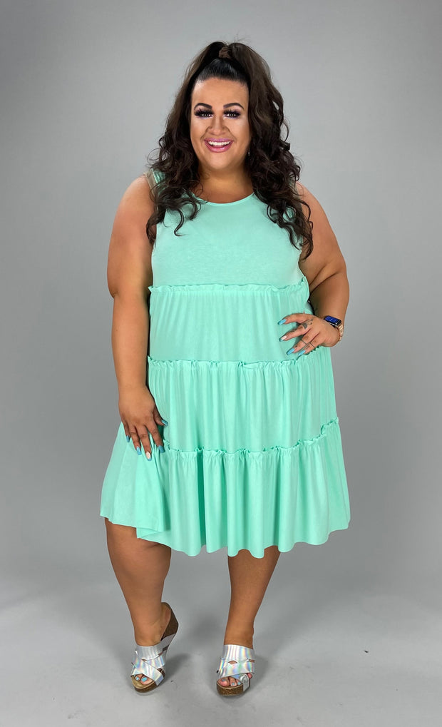 47 SV-D {Full Of Dreams} Mint Tiered Dress PLUS SIZE 1X 2X 3X