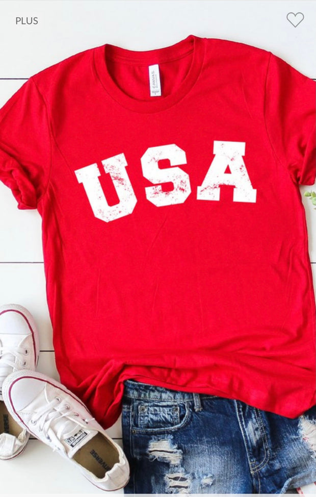 13 GT-E {Freedom Rings} Red "USA" Graphic Tee PLUS SIZE 2X 3X