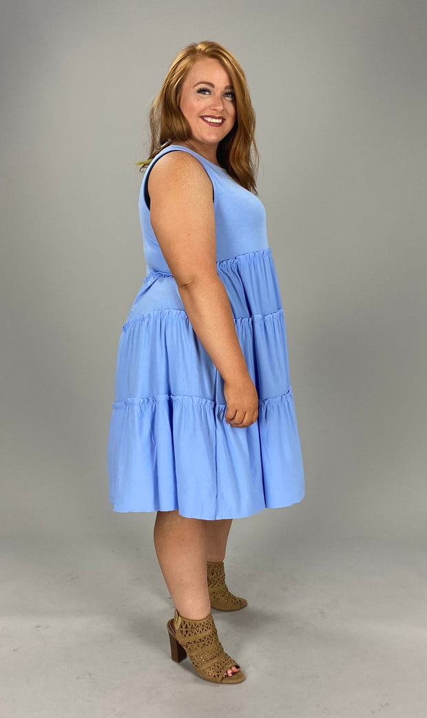 47 SV-C {Full Of Dreams} Spring Blue Tiered Dress PLUS SIZE 1X 2X 3X