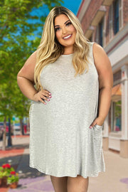 24 SV-N {Simply Charming} Heather Grey Sleeveless Dress PLUS SIZE 1X 2X 3X