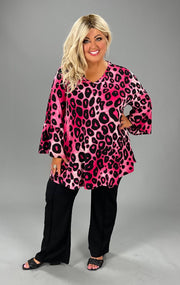 72 PQ {Winning Shot} Pink Leopard V-Neck Tunic EXTENDED PLUS SIZE 3X 4X 5X