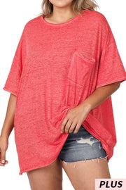 32 SSS-E {Honest Details} Ruby Pocket Short Sleeve Top PLUS SIZE XL 2X 3X