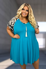 65 CP-L {Jade Zebra} Jade Dress W Zebra Sleeves PLUS SIZE 1X 2X 3X  SALE!!!!