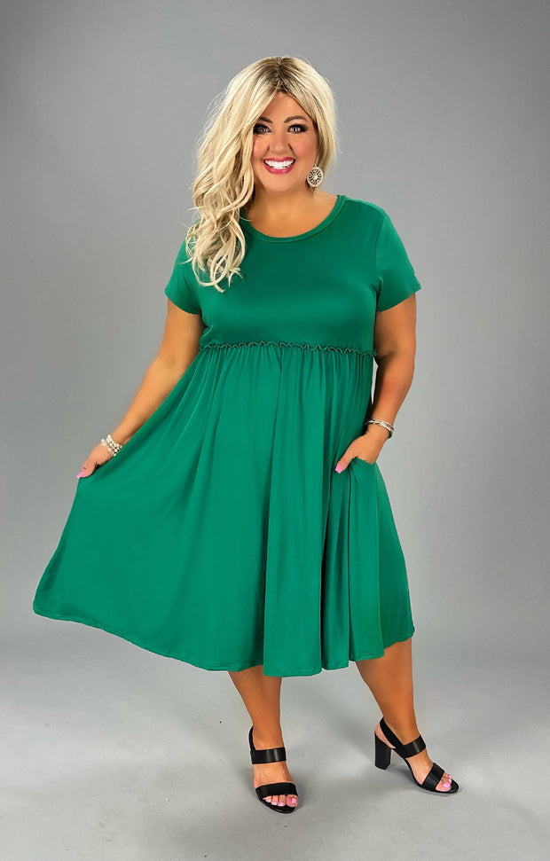 72 SSS-U {Babydoll Basics} Kelly Green Babydoll Dress EXTENDED PLUS SIZE 3X 4X 5X