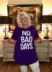 99 or 98 GT-Y {No Bad Days} Purple Graphic Tee CURVY BRAND!!!  EXTENDED PLUS SIZE XL 2X 3X 4X 5X 6X