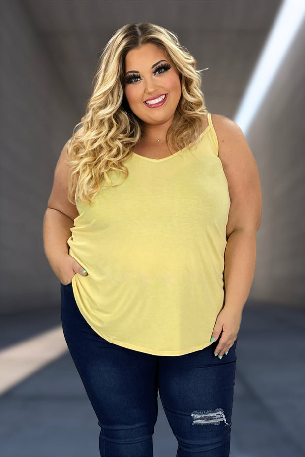 TANK {Beautiful Things} Yellow V-Neck Tank  PLUS SIZE 1X 2X 3X