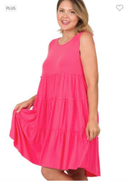 47 SV-E {Full Of Dreams} Fuchsia Tiered Dress PLUS SIZE 1X 2X 3X