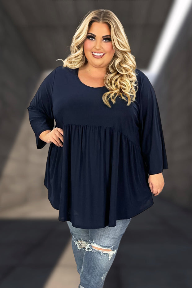 67 SQ-E {Special Moments} Navy Babydoll Tunic EXTENDED PLUS SIZE 4X 5X 6X