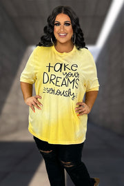 95 GT {Take Your Dreams} Bleached Yellow Graphic Tee PLUS SIZE 3X