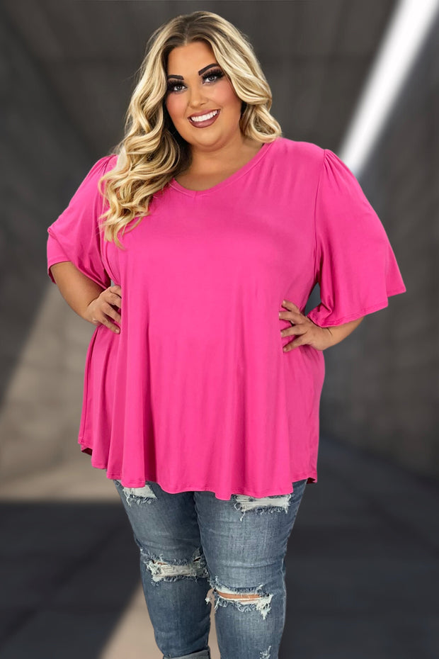 29 SSS-N {Best Attitude} Fuchsia V-Neck Wide Sleeve Tunic EXTENDED PLUS SIZE 3X 4X 5X