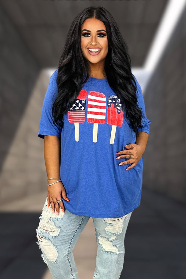 16 GT-I {American Popcicle} H.Royal Blue Graphic Tee PLUS SIZE 3X