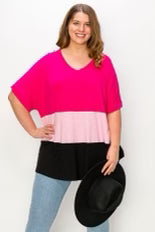 27 CP-I {Follow The Leader} Fuchsia/ Floral/Black Tunic CURVY BRAND!!!  EXTENDED PLUS SIZE 4X 5X 6X