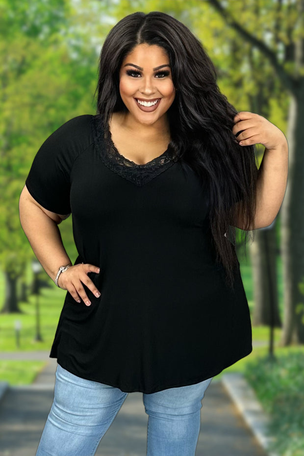 68 SD-L {The One That Got Away} Black Top w/Black Lace PLUS SIZE XL 2X 3X