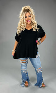 45 SSS-A {Signature Move} Black V-Neck Tunic PLUS SIZE 1X 2X 3X