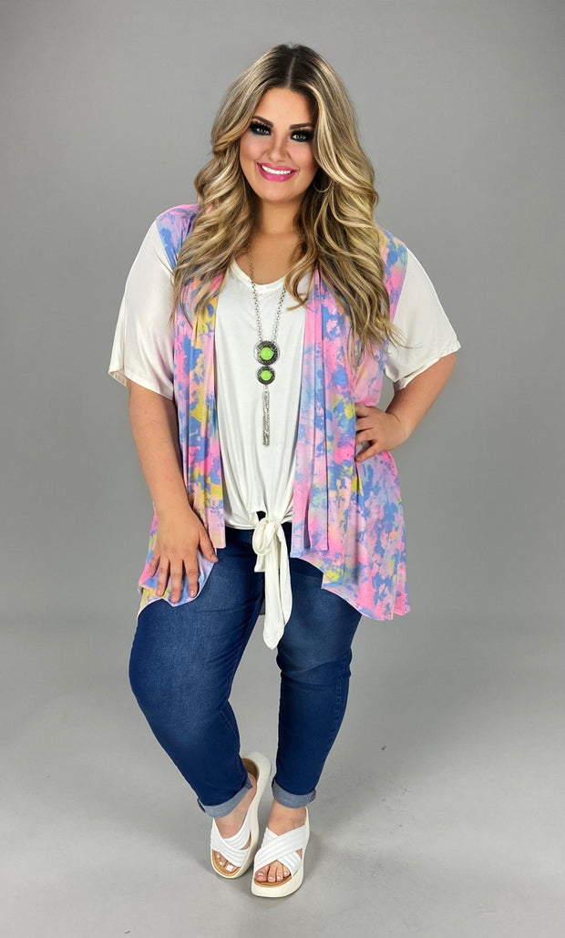 70 OT-R {Cotton Candy Dreams} Pink Blue Vest PLUS SIZE 1X 2X 3X