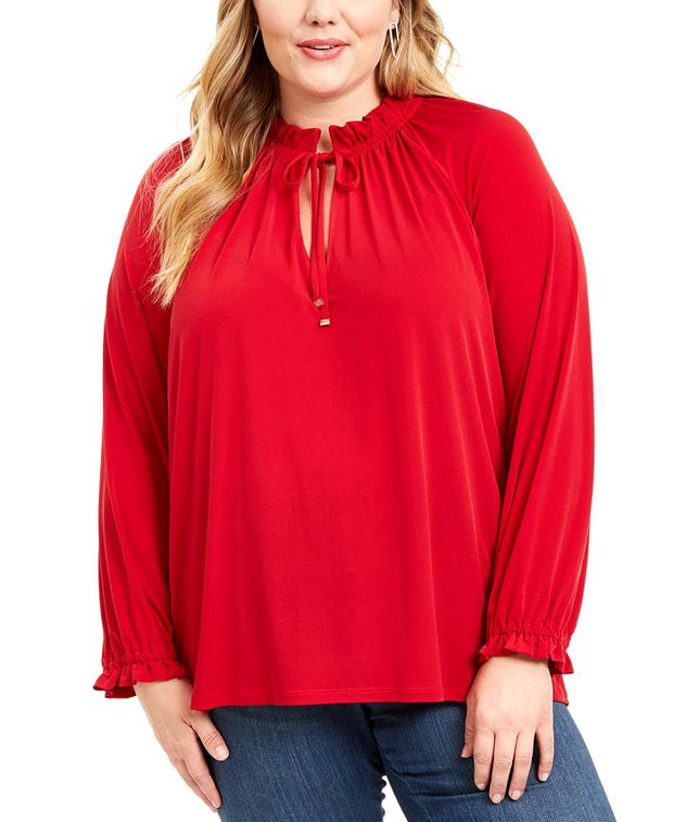 SLS-A  M-109  {Michael Kors} Red Keyhole Top Retail €84.00 PLUS SIZE 2X