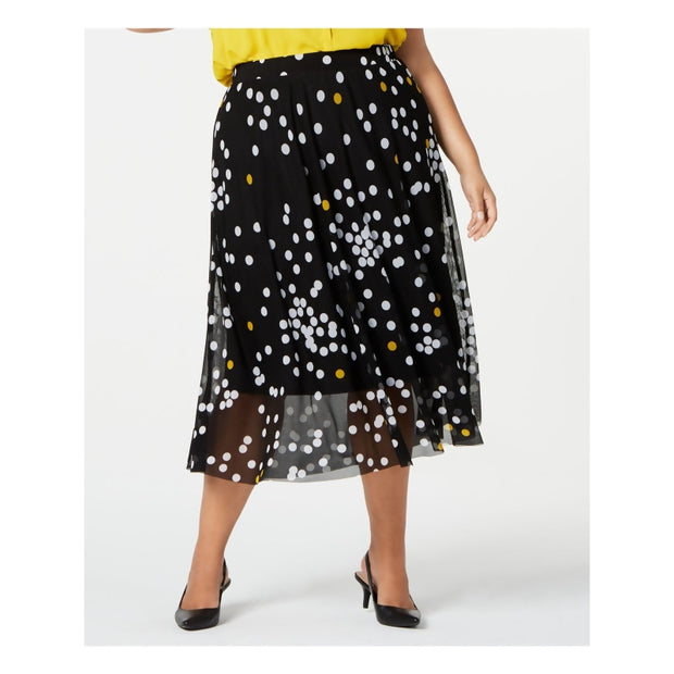 BT-A  M-109 {ALFANI} Black Sheer Polka Dot Skirt SALE!!! RETAIL $79.50 EXTENDED PLUS SIZE 2X 3X 4X