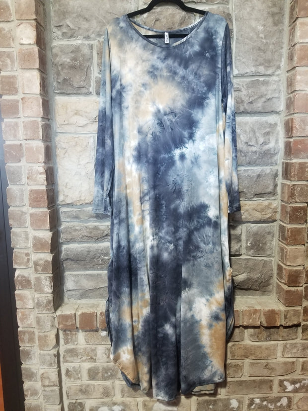 tie dye long sleeve maxi dress