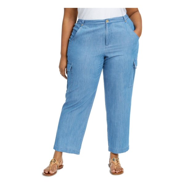 BT-Y  M-109   {Michael Kors} Blue Cargo Pants Retail 115.00 PLUS SIZE 24W