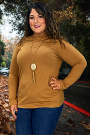 12 OR 56 SLS-D {Admiring Style} Coffee High Neck Top PLUS SIZE 1X 2X 3X