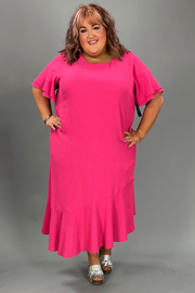 LD-D  M-109 {Alfani} Pink Ruffled Dress Retail €109.50 EXTENDED PLUS SIZE 16W 18W 28W