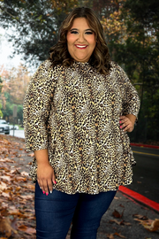 30 PQ-B {Beyond Obsessed} Brown Leopard Print Top EXTENDED PLUS SIZE 3X 4X 5X