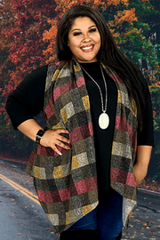 59 OT-Z {Colors Of Comfort} Brown Plaid Vest EXTENDED PLUS SIZE 3X 4X 5X