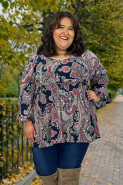 55 PQ-D {Creative Endeavors} Black Wine Paisley Top EXTENDED PLUS SIZE 3X 4X 5X