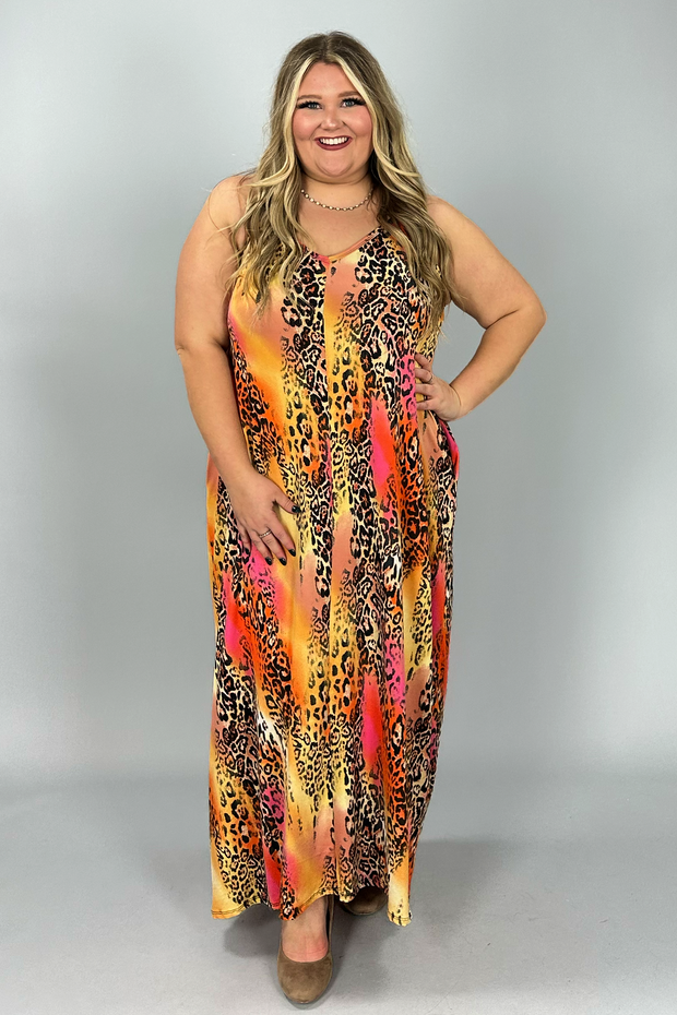 LD-P {Effortlessly Elegant} Multi-Color Leopard Maxi Dress  PLUS SIZE 1X 2X 3X