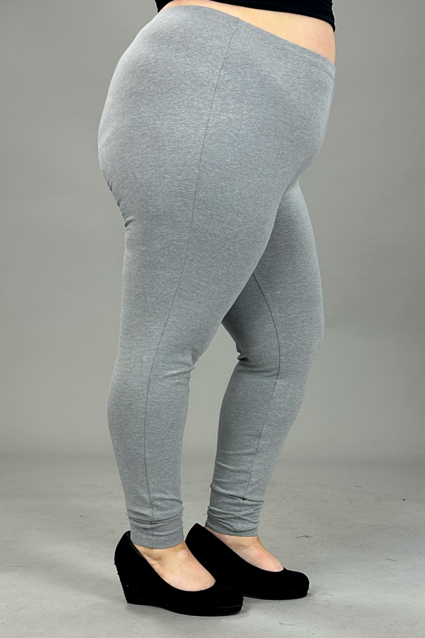 LEG-C {Embrace Change} Dk. H. Grey Cotton Full Length Leggings PLUS SIZE 1X 2X 3X