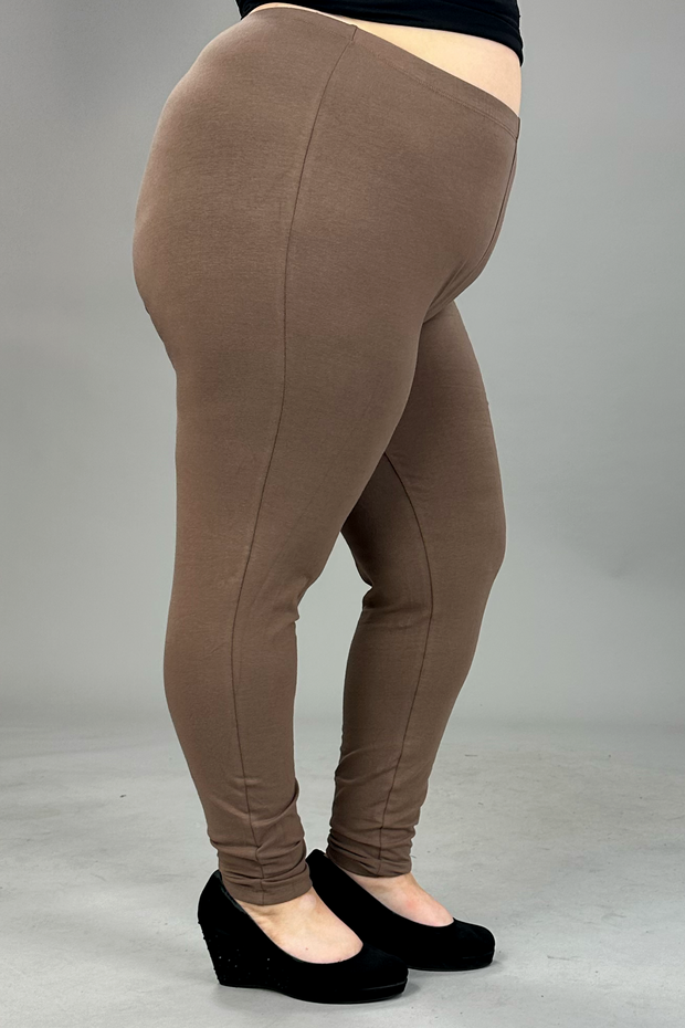 LEG-I {Embrace Change} Mocha Cotton Full Length Leggings PLUS SIZE 1X 2X 3X