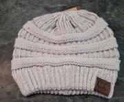 BIN-47 Original C.C. Beanie~ IVORY/SILVER METALLIC