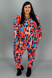 17 SET-Z {Grand Entrance} Red Orange Leopard Set EXTENDED PLUS SIZE 3X 4X 5X