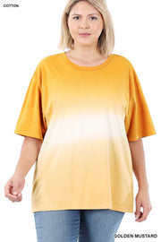 63 CP-F {Repeat After Me} MUSTARD Sale! Gradient Dye Top PLUS SIZE XL 2X 3X