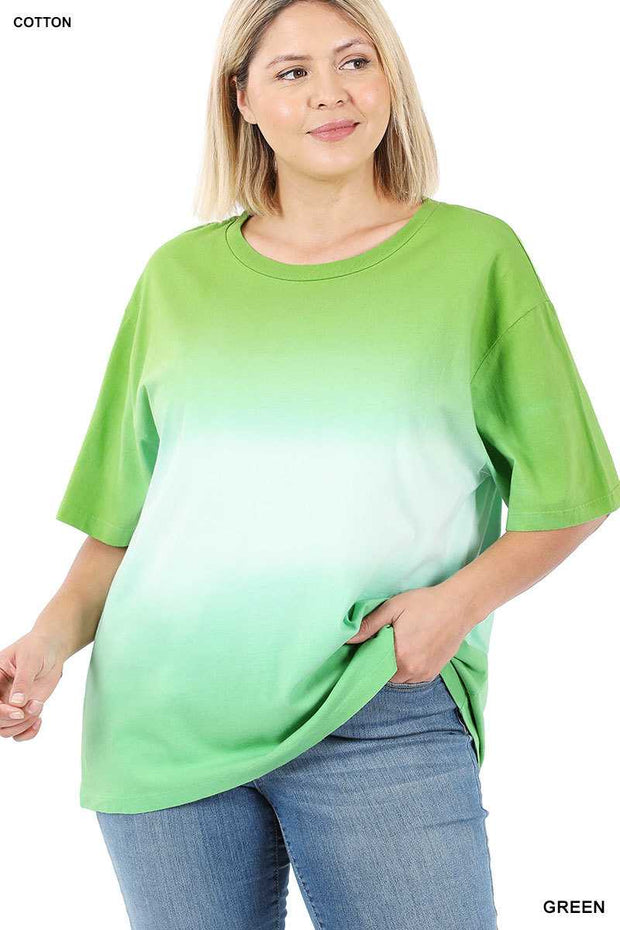 63 CP-I {Repeat After Me} GREEN  Sale! Gradient Dye Top PLUS SIZE XL 2X 3X