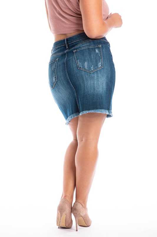 LEG 98 {Prove Them Wrong} Denim Button Front Skirt PLUS SIZE 1X 2X 3X