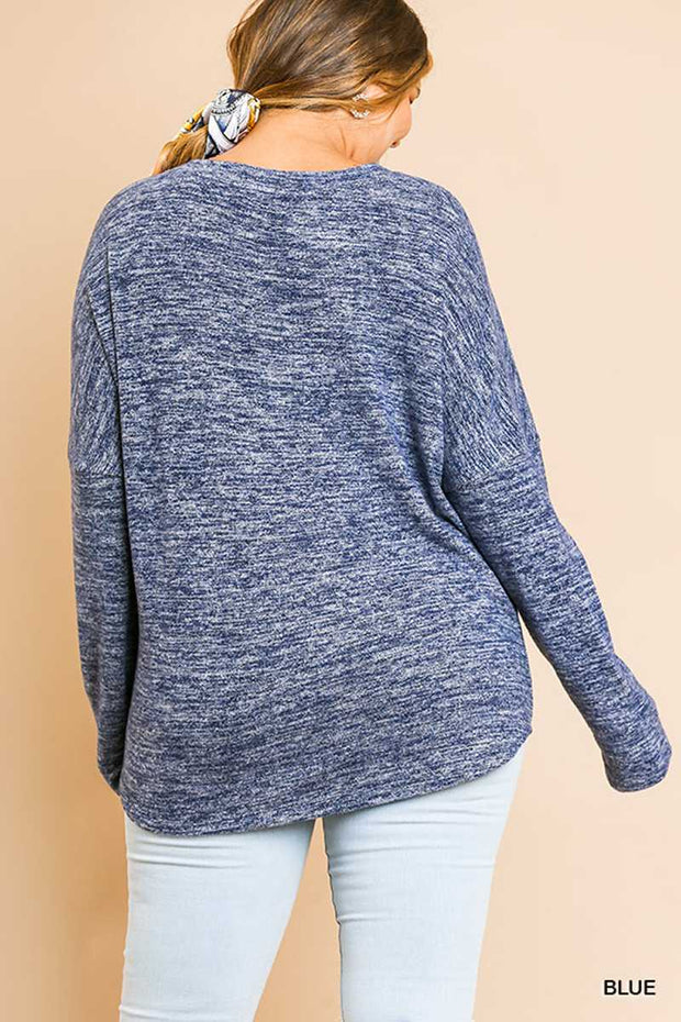 SLS-V {Just Like That} "UMGEE" Heathered Blue Top ***FLASH SALE***