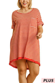 65 PSS-J {Lookin' Good} "UMGEE" Striped Hi-Lo Dress PLUS SIZE XL 1XL 2XL  SALE!!!!