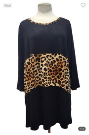 29 CP-B{Form Of Greatness} Black Animal Contrast Top EXTENDED PLUS SIZE 3X 4X 5X