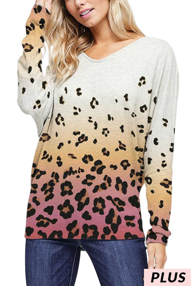 41 CP-D {Look into my eyes} ***SALE***Ivory/Rose Animal Print Tunic w/Criss Cross Back 1X 2X 3X