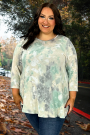 27 PQ-B {I Can Explain} Mint Tie Dye Top PLUS SIZE 1X 2X 3X SALE!!