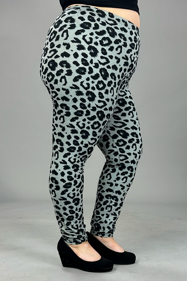 LEG-30 {Jump To It} Leopard Print Full Length Leggings EXTENDED PLUS SIZE 3X/5X