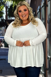 94 SLS-C {Keep It Going} Ivory Babydoll Hi/Low Top PLUS SIZE 1X 2X 3X