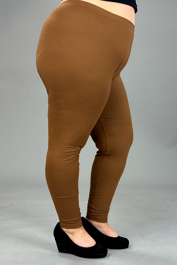 LEG-24 {Leg Up} Deep Camel Microfiber Full Length Leggings PLUS SIZE 1X 2X 3X