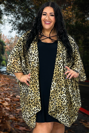 55 OT-A {Leopard Attack} Leopard Print Kimono EXTENDED PLUS SIZE 3X 4X 5X