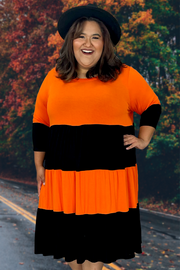 22 CP-E {Let Me Be Frank} Orange/Black Tiered Dress PLUS SIZE 1X 2X 3X