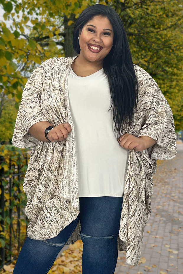 29 OT-T {Love Your Skin}***SALE*** Taupe Snakeskin Print Kimono  EXTENDED PLUS SIZE 3X 4X 5X