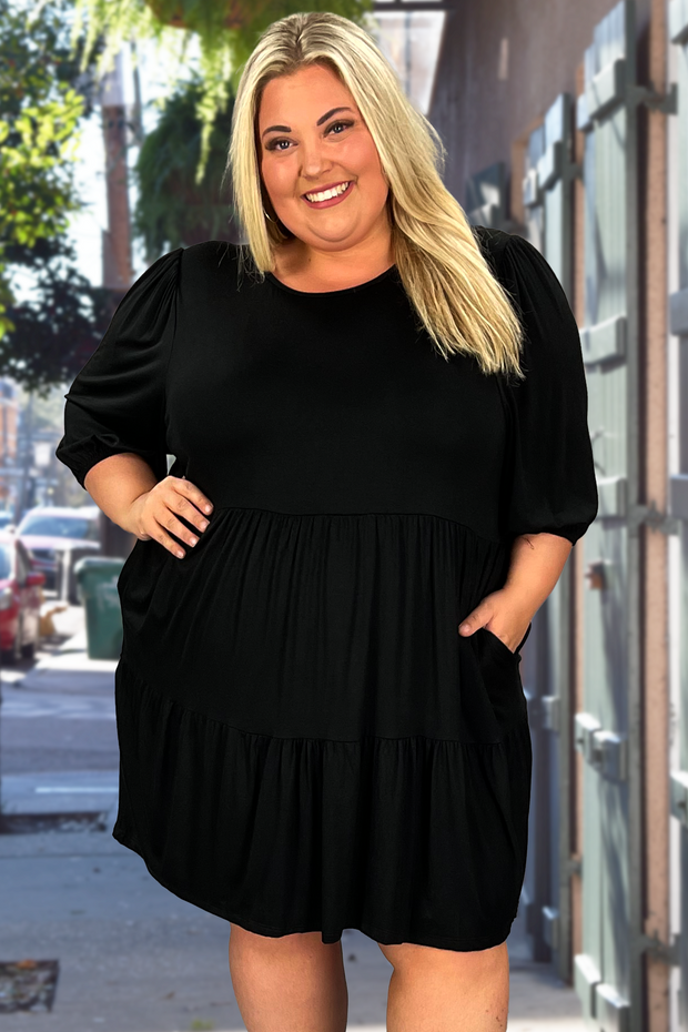 37 SQ-B {Love Is The Key} Black Tiered Dress PLUS SIZE XL 2X 3X