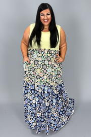 LD-O {Lovely As Ever} Yellow/Multi-Color Floral Maxi Dress PLUS SIZE XL 2X 3X