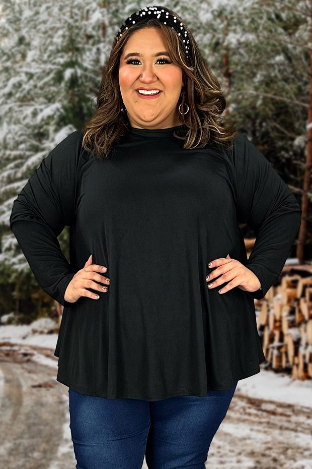 72 SLS-D {Making Life Easy} Black Rounded Hem Tunic EXTENDED PLUS SIZE 1X 2X 3X 4X 5X